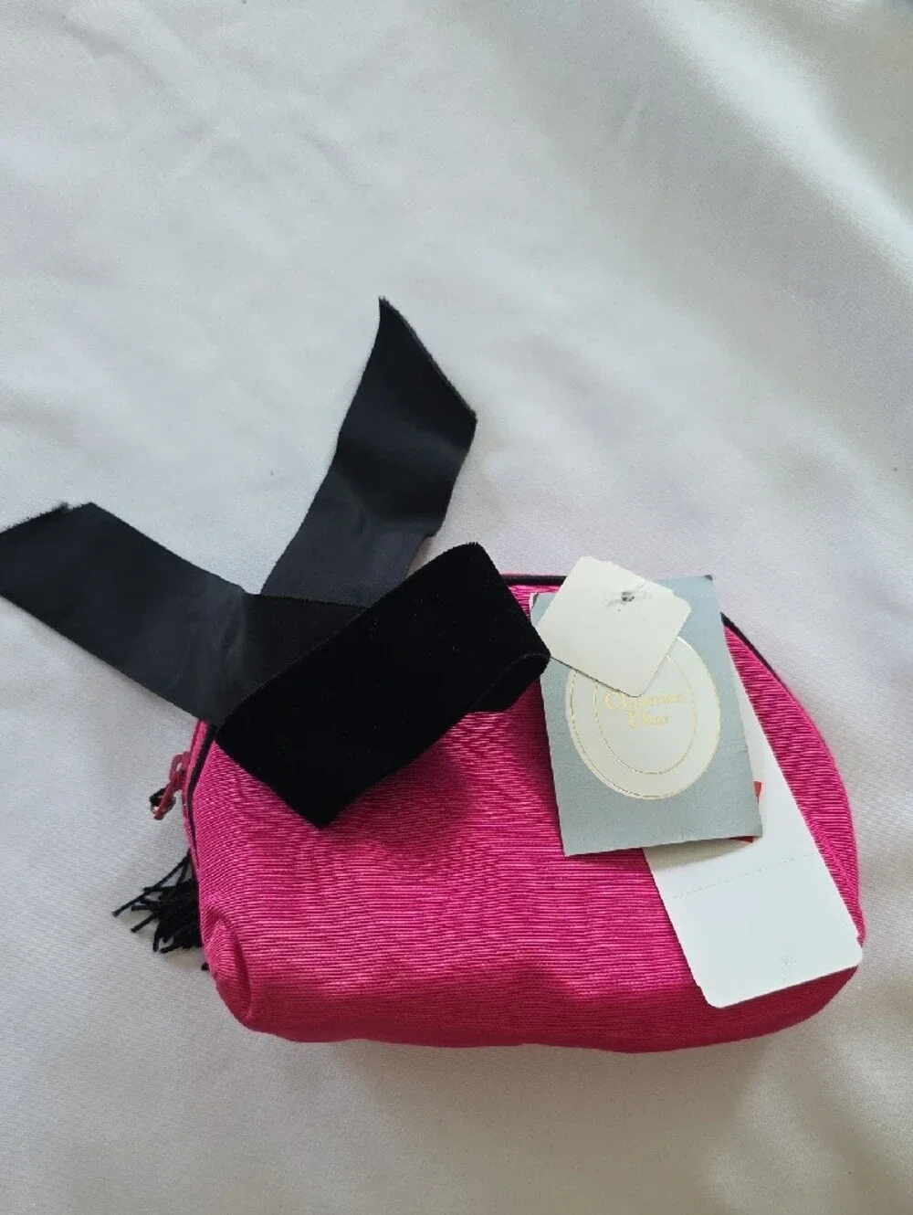 Vintage Rare 80s Authentic Christian Dior Hot Pink Bow & Tassel Lined Bag New